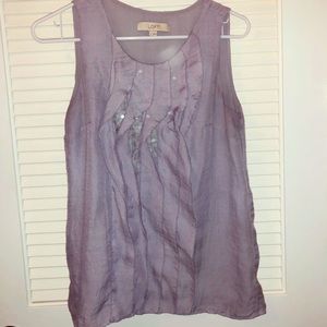 Ann Taylor Loft Light Blue ruffle blouse.